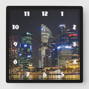 Reloj Cuadrado Scenic Singapore Skyline