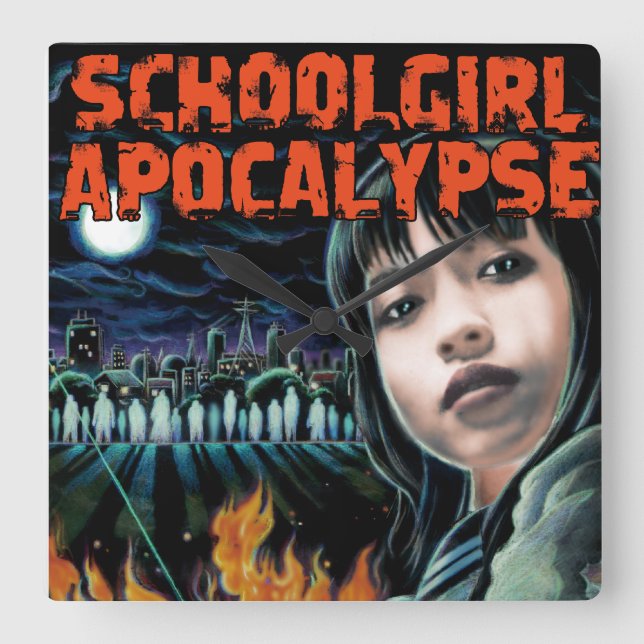 Reloj Cuadrado Schoolgirl Apocalypse Countdown Clock (Anverso)