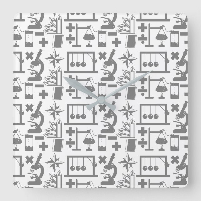 Reloj Cuadrado Science Biology Physics Geography Math Pattern (Anverso)
