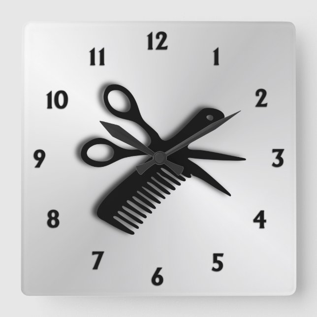 Reloj Cuadrado Scissor y Comb (Anverso)
