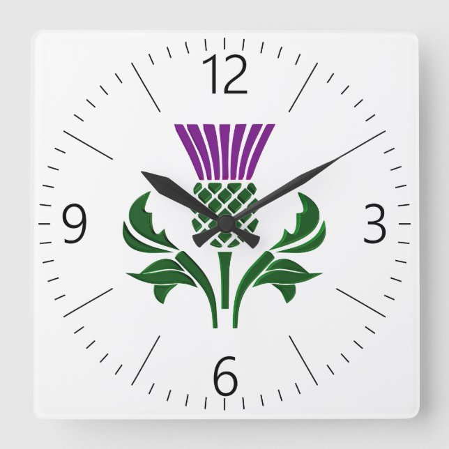Reloj Cuadrado Scottish emblem thistle (Anverso)