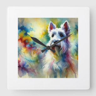 Reloj Cuadrado Scottish Terrier 300824AREF102 - Watercolor