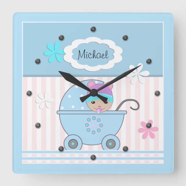 Reloj Cuadrado Scrapbook para niño (Anverso)