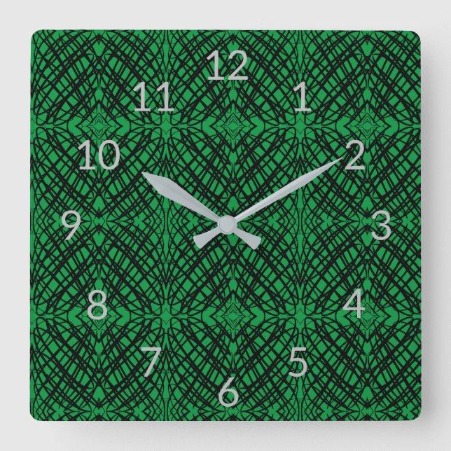 Reloj Cuadrado Scribe simple | Tejido Espejo | Verde |  (Anverso)