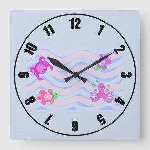 Reloj Cuadrado Sea Critters Nursery Decor