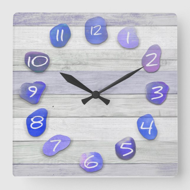 Reloj Cuadrado Sea Glass Beach Driftwood Ocean (Anverso)