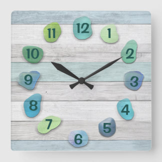Reloj Cuadrado Sea Glass Driftwood