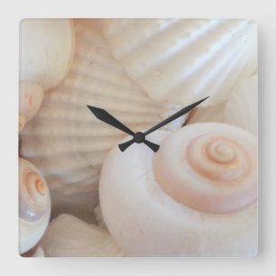 Reloj Cuadrado Sea Shells, Summer Beach Exotic Tropical Clock