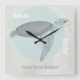 Reloj Cuadrado Sea Turtle For Beach House or Marine Biologist's