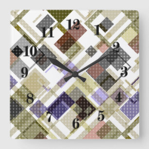 Reloj Cuadrado Seamless checkered plaid tartan pattern green brow