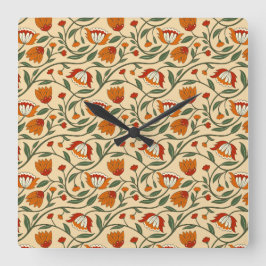 Reloj Cuadrado Seamless floral pattern in beige background
