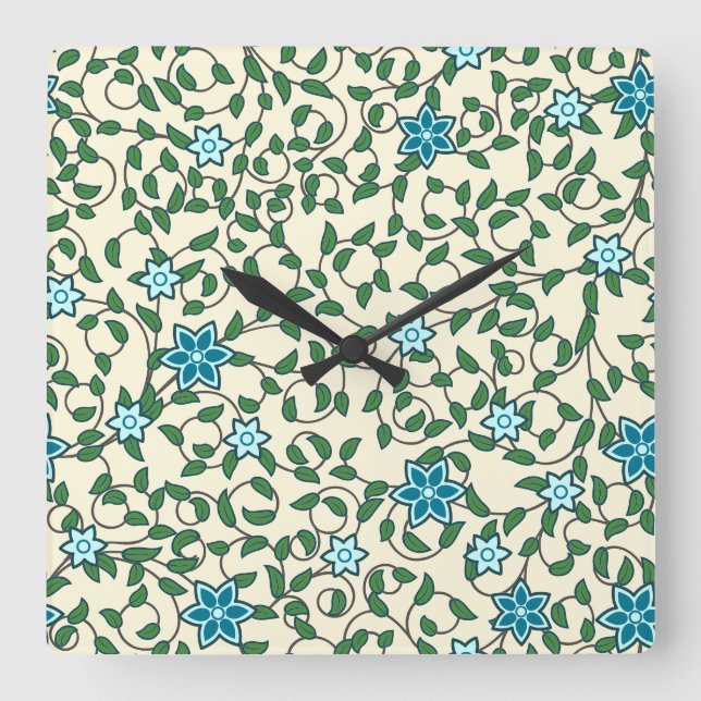 Reloj Cuadrado Seamless floral pattern on beige background (Anverso)