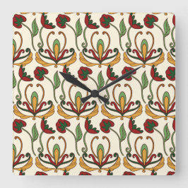 Reloj Cuadrado Seamless floral pattern with red and yellow 