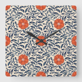 Reloj Cuadrado Seamless floral pattern with vibrant orange flower