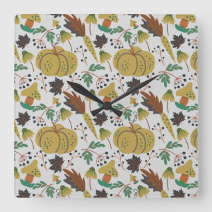 Reloj Cuadrado Seamless pattern of tropical pumpkins and carrots