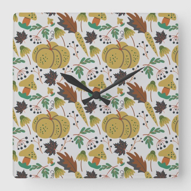 Reloj Cuadrado Seamless pattern of tropical pumpkins and carrots (Anverso)