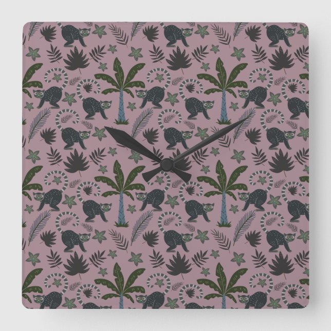 Reloj Cuadrado Seamless pattern Tropical animals monkey jumping (Anverso)
