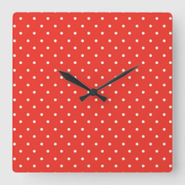 Reloj Cuadrado Seamless red background polka dot pattern