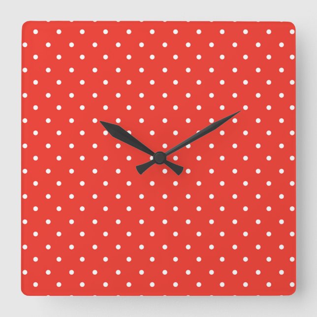 Reloj Cuadrado Seamless red background polka dot pattern (Anverso)