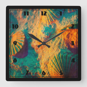 Reloj Cuadrado Seashells y arena