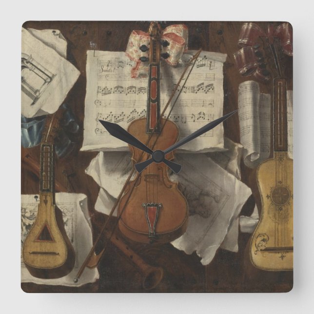 Reloj Cuadrado Sebastiano Lazzari Trompe - Violin and Music Notes (Anverso)