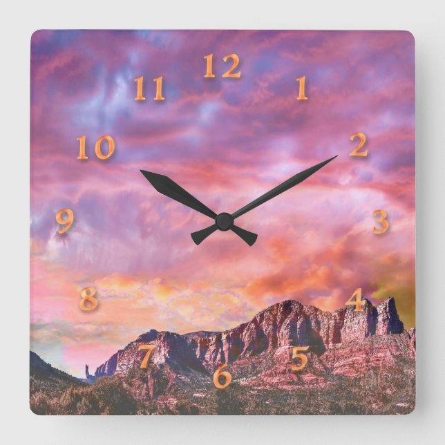 Reloj Cuadrado SEDONA ARIZONA Red Rock Sunset (Anverso)