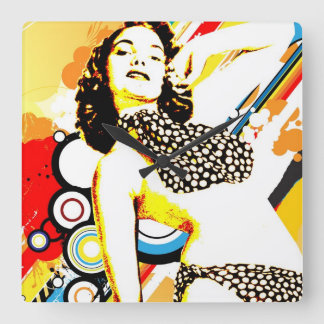 Reloj Cuadrado Seducción Nostálgica - Polka Dottie