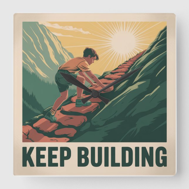 Reloj Cuadrado Seguir Construyendo (Anverso)