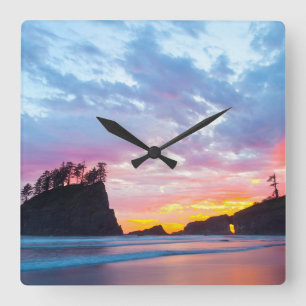 Reloj Cuadrado Segunda playa al atardecer, Washington