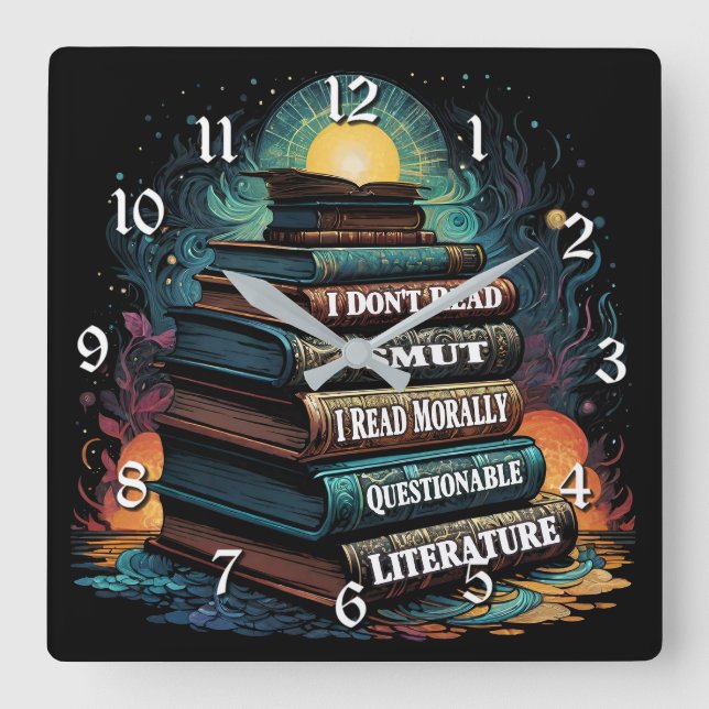 Reloj Cuadrado Selecciones de libros Humor (Anverso)