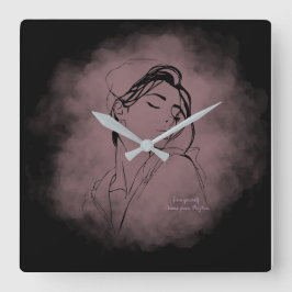 Reloj Cuadrado Self-Love Line Art Clock – "Love Yourself" Design