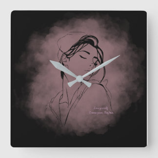 Reloj Cuadrado Self-Love Line Art Clock – "Love Yourself" Design