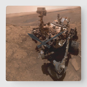 Reloj Cuadrado Selfie de Mars Curiosity Paisaje Marciano Rojo