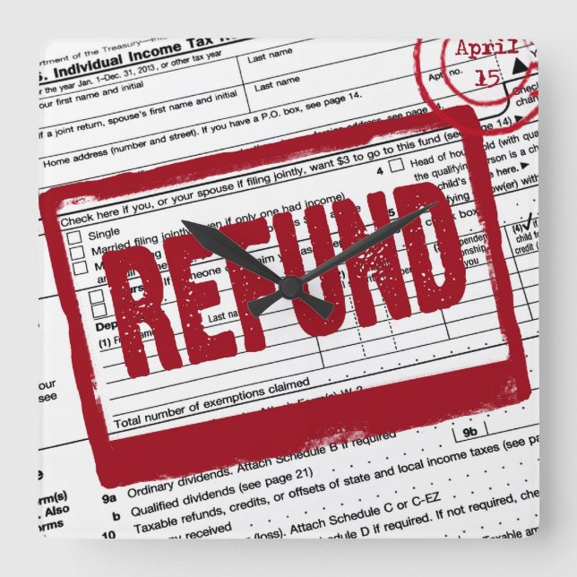 Reloj Cuadrado Sello de devolución de impuestos sobre la renta (Anverso)