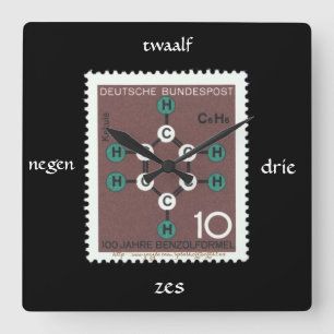 Reloj Cuadrado "Sello de Jahre Benzolformel del vintage "