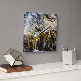 Reloj Cuadrado Sello De Piel Joven En La Roca