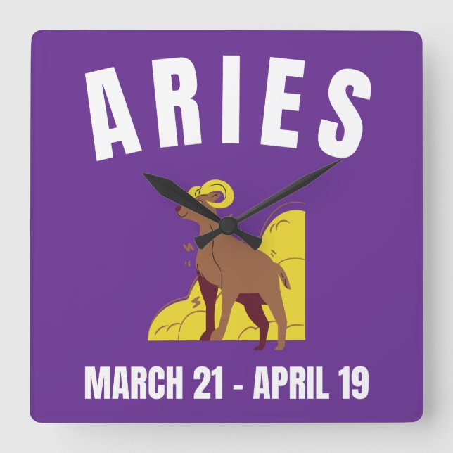 Reloj Cuadrado Señal de Aries T-Shirt (Anverso)