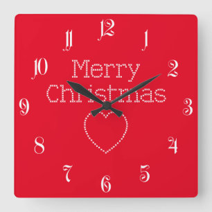 Reloj Cuadrado Señal de punto de cruz navideña