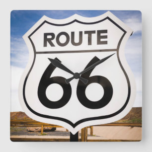 Reloj Cuadrado Señal de tráfico de la ruta 66, Arizona