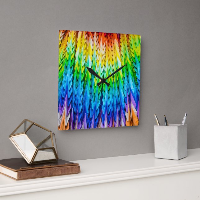 Reloj Cuadrado Senbazuru o mil grúas de origami (Oficina)