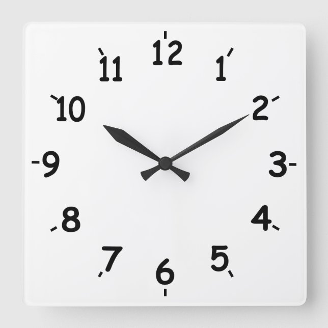 Reloj Cuadrado Sencillamente Blanco Y Negro (Anverso)
