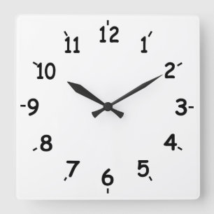 Reloj Cuadrado Sencillamente Blanco Y Negro