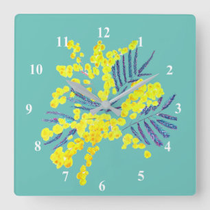 Reloj Cuadrado Sencillo abstracto rosa de inspiración floral japo