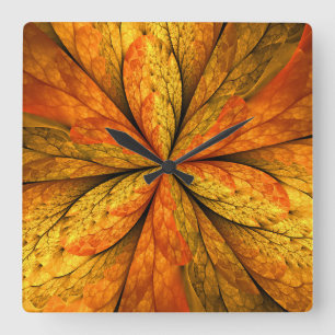 Reloj Cuadrado Sensación de otoño, flor fractal abstracta moderna