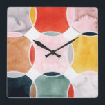 Reloj Cuadrado Sentido - Patrón circular<br><div class="desc">Sensical III de Grace Popp. Incluye círculos con colores superpuestos que crean un diseño divertido y alegre.| 141949GG</div>