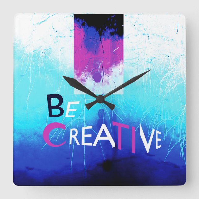 Reloj Cuadrado Ser creativo en el blanco de Aqua Magenta (Anverso)