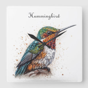 Reloj Cuadrado Serenata de Colibrí Joyero, personalizado