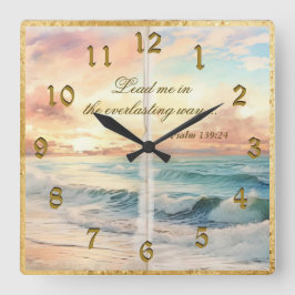Reloj Cuadrado Serene Scene Psalms Ocean Sunset