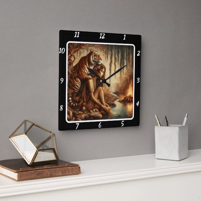 Reloj Cuadrado Serenidad nativa: Starlight alimenta el sueño de l (Oficina)