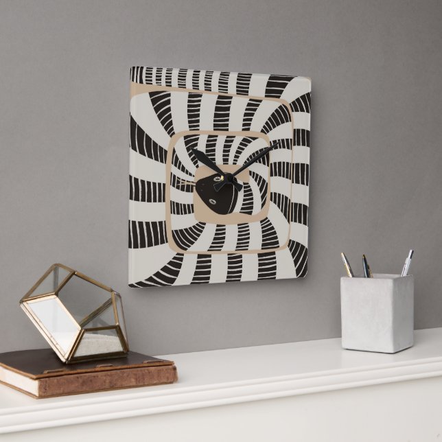 Reloj Cuadrado Serpiente a rayas abstracta moderna | Amantes de l (Oficina)